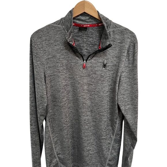 Spyder Men's Gray Quarter Zip Pullover‎ Size L Long Sleeve Activewear - Picture 1 of 7